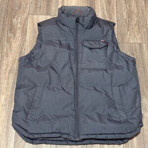 HAWKE & CO MENS PUFFER VEST GRAY FULL ZIP POCKETS OUTFITTER WARM SIZE LARGE